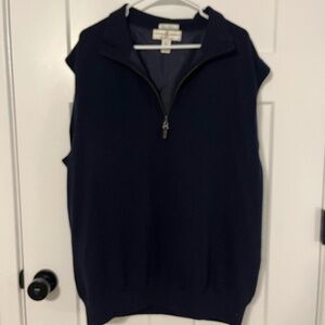 Fairway & Greene Golf Vest Men's XL Navy 100% Italian Merino Wool Lined Classic